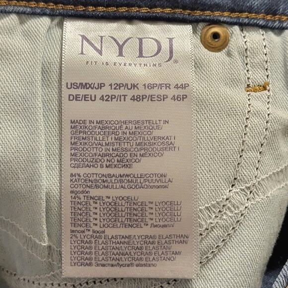 NYDJ Sheri Slim High Rise Straight Leg Blue Denim Jean Size 12P - Picture 14 of 16